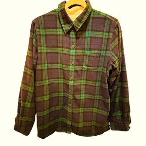 LL Bean Flannel Men's Medium Sherpa Fleece Lined Plaid Jacket Shacket Blue